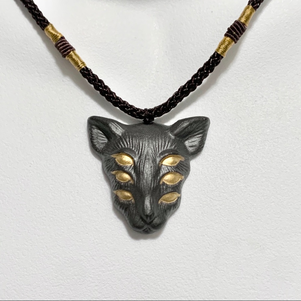 Egyptian six-eye cat pendant necklace handmade